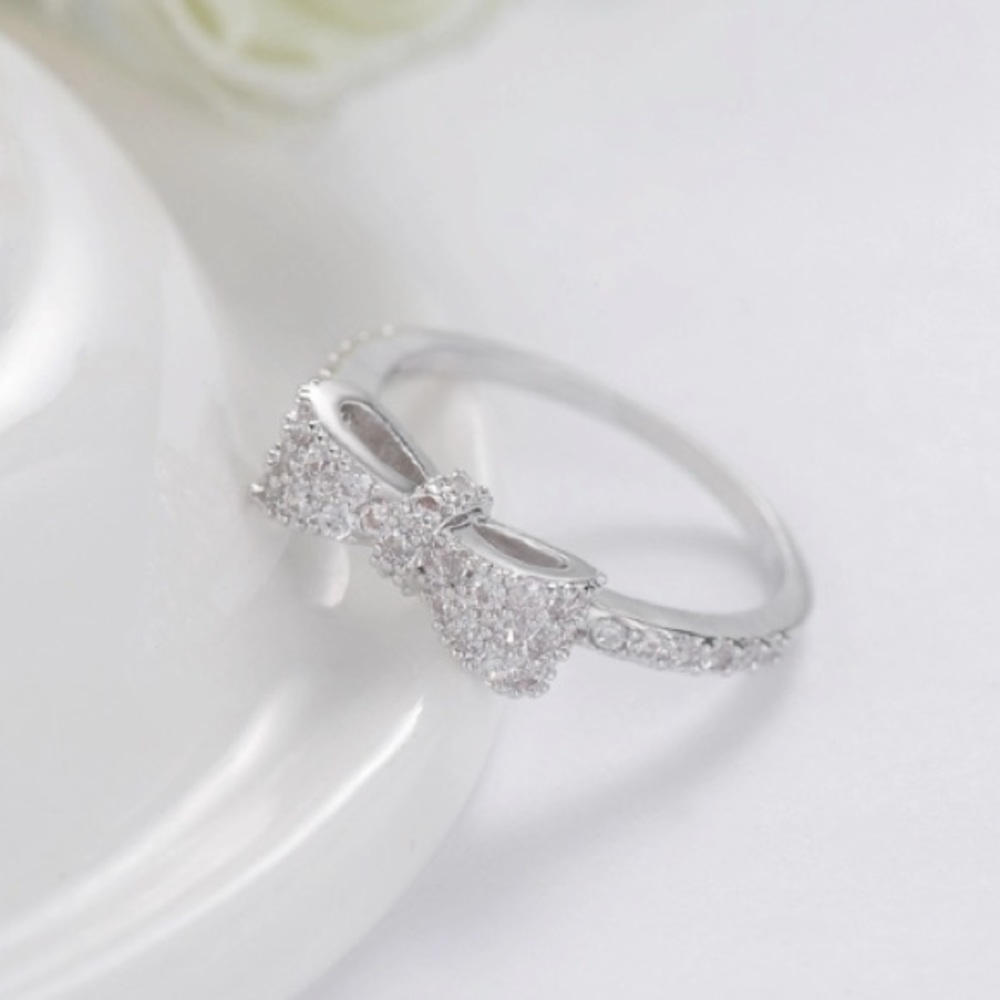 NEW!💙💎🎀GORGEOUS! BOW KNOT RING!🎀💎💙PAVE CZ! 7 - Picture 2 of 10